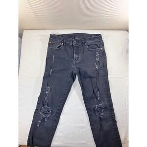 American Eagle Outfitters‎ Men's 32x34 Black Distressed Stacked Skinny Jeans